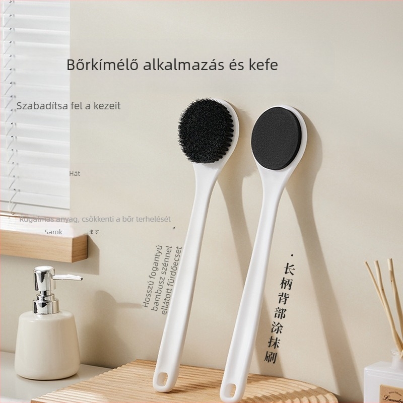 Hosszú nyélű fürdőecset hát- és testtisztításhoz, puha sörték, masszázs funkció