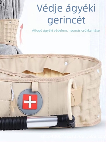 Felfújható deréköv lumbális támasztással és húzó készülékkel – felnőtteknek, hátfájás enyhítése; anyag PU+TPU+kötött szövet.