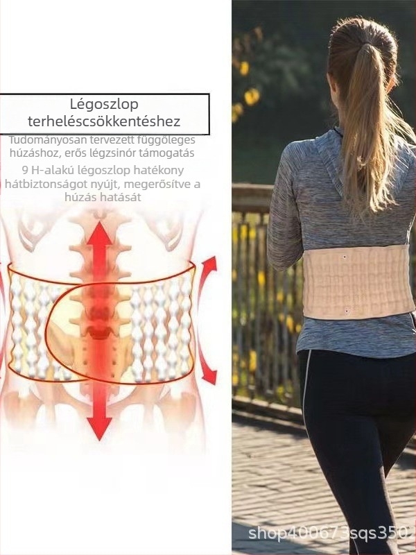 Felfújható deréköv lumbális támasztással és húzó készülékkel – felnőtteknek, hátfájás enyhítése; anyag PU+TPU+kötött szövet.