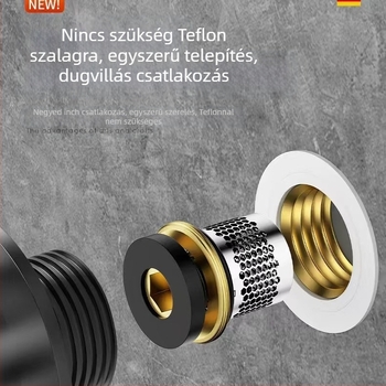 Zuhanycsap visszafolyás elleni védelem, ellenőrző szelep és záró szelep; réz kivitel; szűrő-gumi tömítés