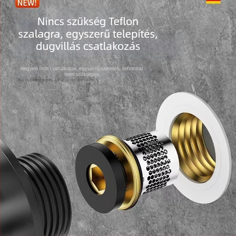 Zuhanycsap visszafolyás elleni védelem, ellenőrző szelep és záró szelep; réz kivitel; szűrő-gumi tömítés