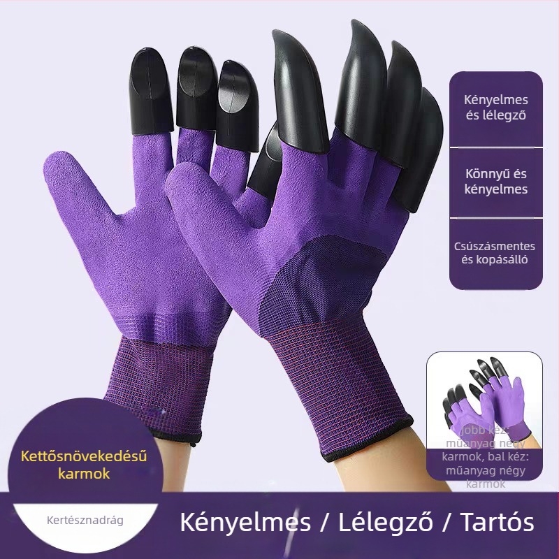 Kerti kesztyű kaparásra habos ujjakkal – latex anyagból, belső nylon bélés, vízálló, tüskékkel szemben védő, lélegző