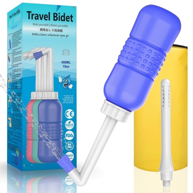 AQUARINSE kézi intim higiénés öblítő, PP+EVA, 2 fúvóka (hosszú és rövid), összenyomással működik