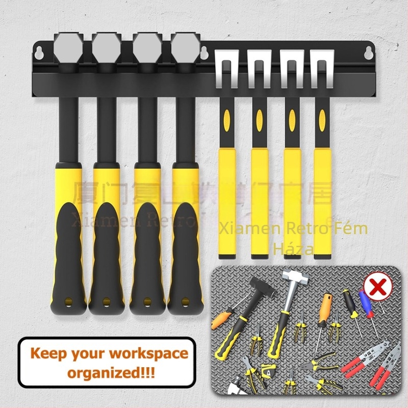 Falra szerelhető szerszámtároló, többfunkciós, szénacélból, egyszerű és modern stílus, egy szintű kialakítás