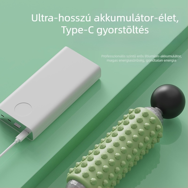 Elektromos masszázs rúd fitneszhez és jóga, USB tápegység, mechanikus vezérlés, folyamatosan változó sebesség, 4 kerek masszázs fej, forma: téglalap-trapéz formájú, fej, nyak, derék és csípő számára.