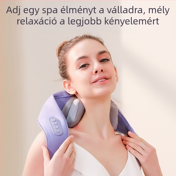 SL-Z9 újratölthető nyak- és vállmasszírozó, 6 fejjel, forró kompresszió, infravörös terápia és időzítő