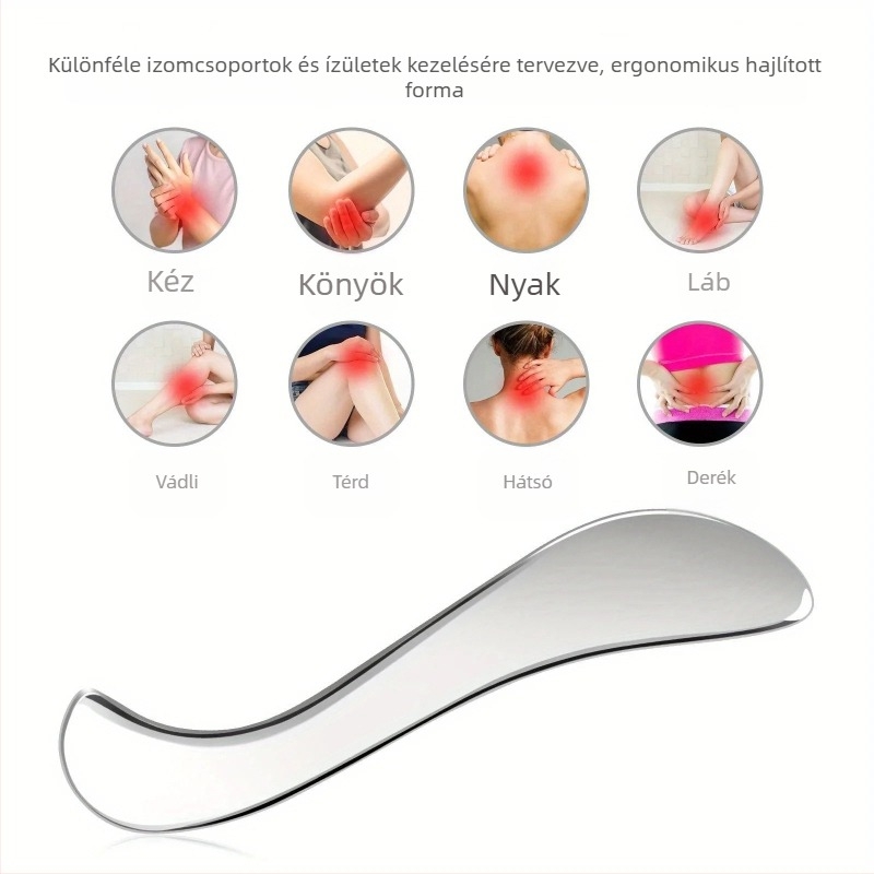 304 rozsdamentes acélból készült S alakú fascia masszázs eszköz testhez – kaparó lemez, 130 g, Tingli