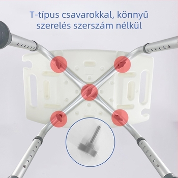 Alumíniumötvözetű fürdőszék időseknek, várandós nőknek és fogyatékkal élőknek, csúszásmentes öv párnával, U-formájú zuhanyzó szék, nettó súly 1,8 kg