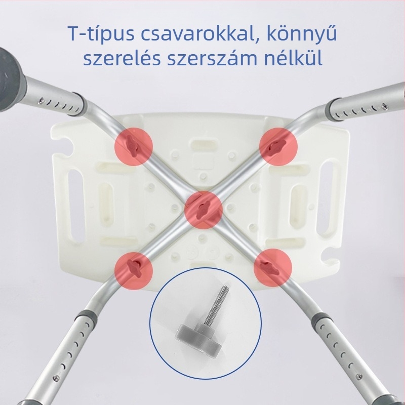 Alumíniumötvözetű fürdőszék időseknek, várandós nőknek és fogyatékkal élőknek, csúszásmentes öv párnával, U-formájú zuhanyzó szék, nettó súly 1,8 kg