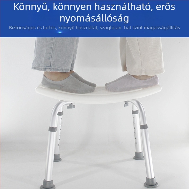 Alumíniumötvözetű fürdőszék időseknek, várandós nőknek és fogyatékkal élőknek, csúszásmentes öv párnával, U-formájú zuhanyzó szék, nettó súly 1,8 kg