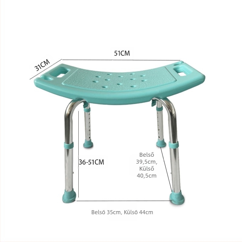 Alumíniumötvözetű fürdőszék időseknek, várandós nőknek és fogyatékkal élőknek, csúszásmentes öv párnával, U-formájú zuhanyzó szék, nettó súly 1,8 kg