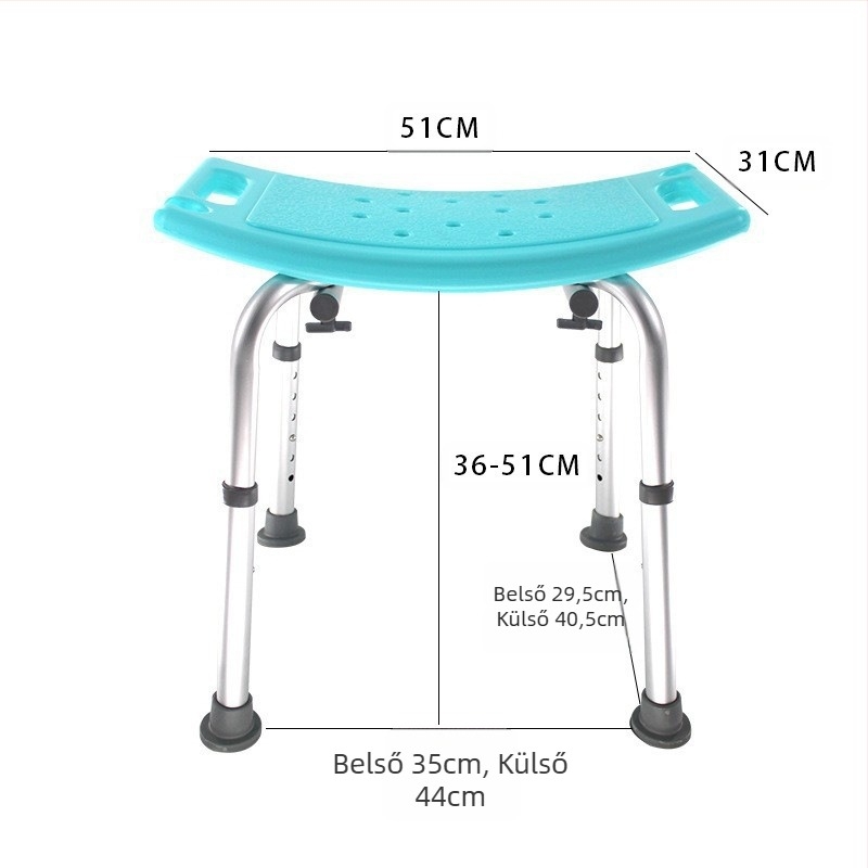 Alumíniumötvözetű fürdőszék időseknek, várandós nőknek és fogyatékkal élőknek, csúszásmentes öv párnával, U-formájú zuhanyzó szék, nettó súly 1,8 kg