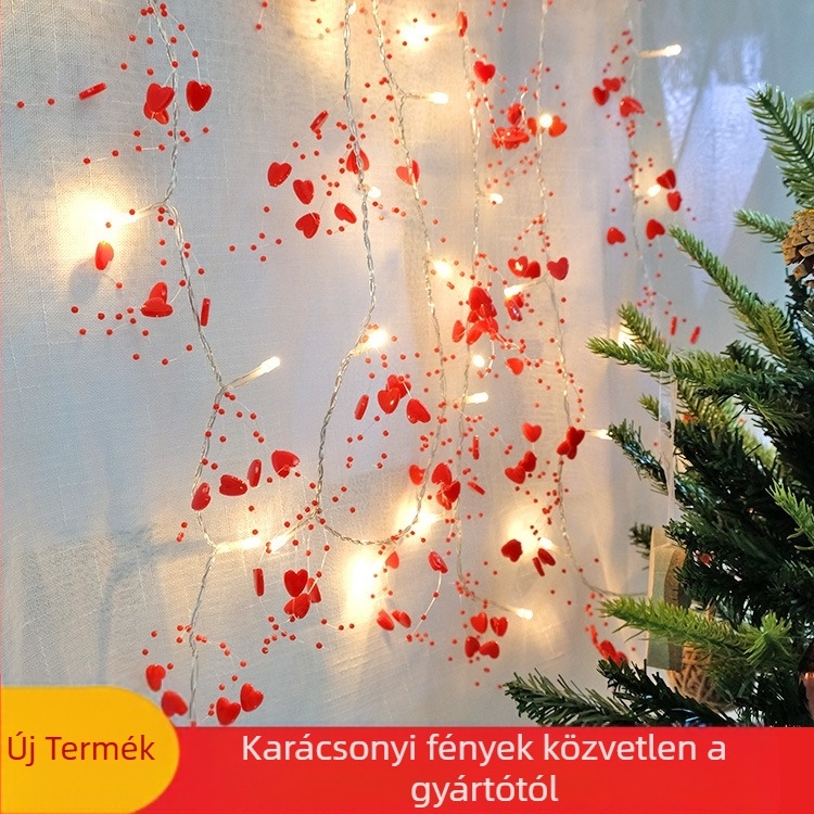 LED gyöngyös fényfüzér karácsonyi dekorációhoz a szobában, 20 LED, IP43, akkumulátoros tápellátás, 4,5V bemenet, 50 000 óra élettartam