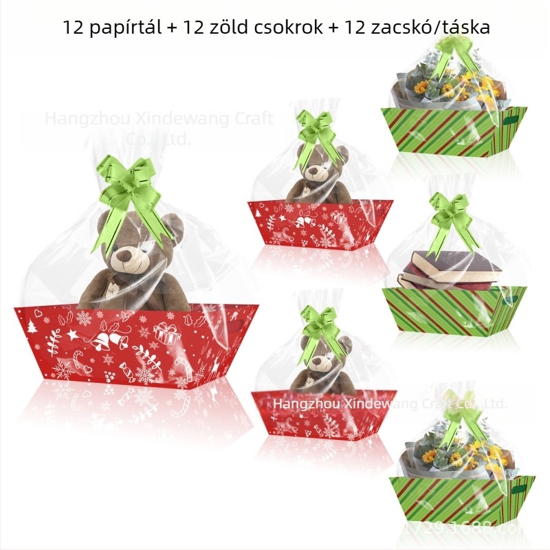 Xindeli Ajándék papírdoboz készlet kosárral és tálalóval – 250 g fehér karton, papíralapú kompozit, ajándékcsomagolás, Zhejiang eredet