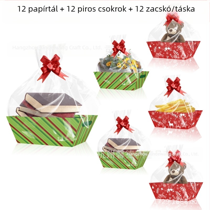 Xindeli Ajándék papírdoboz készlet kosárral és tálalóval – 250 g fehér karton, papíralapú kompozit, ajándékcsomagolás, Zhejiang eredet