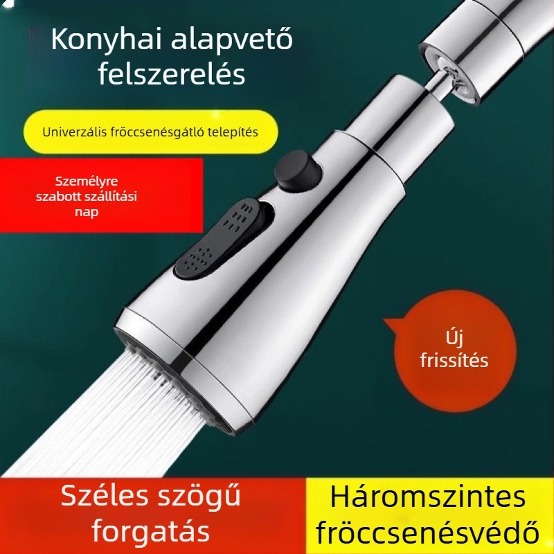 CJ-76 Konyhai anti-spray fej univerzális hosszabbítóval, spirális szerelés, anyag: réz, tengely-roller típusú szelepház, elektroplakált felület