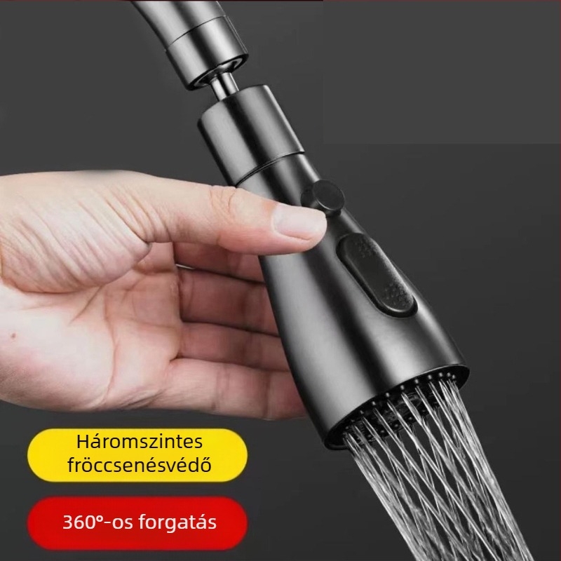 CJ-76 Konyhai anti-spray fej univerzális hosszabbítóval, spirális szerelés, anyag: réz, tengely-roller típusú szelepház, elektroplakált felület