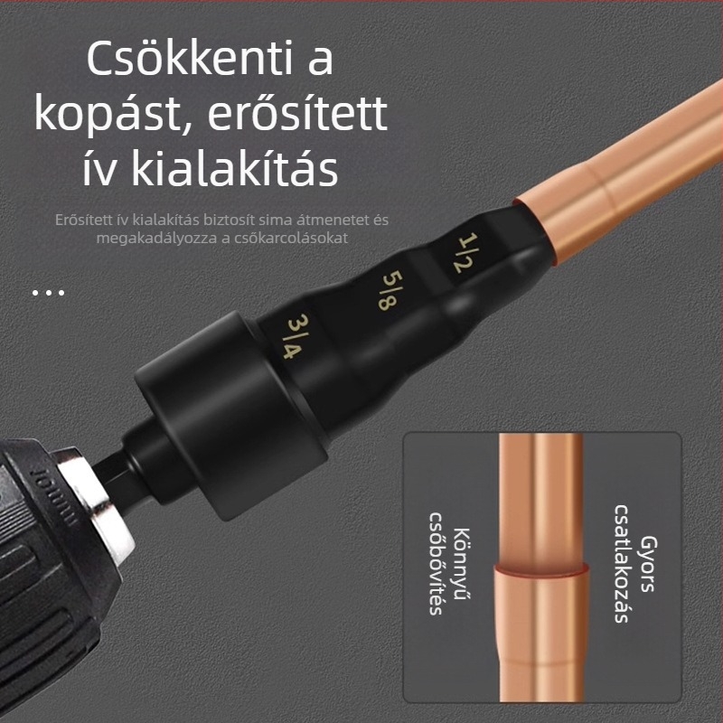 Rézcső-expander készlet kézi fúróval és reamer-rel, imperial méretekhez, hűtő- és klímaberendezésekhez, szénacélból