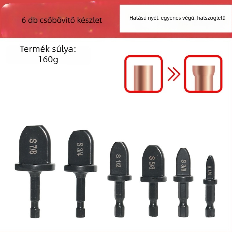 Rézcső-expander készlet kézi fúróval és reamer-rel, imperial méretekhez, hűtő- és klímaberendezésekhez, szénacélból