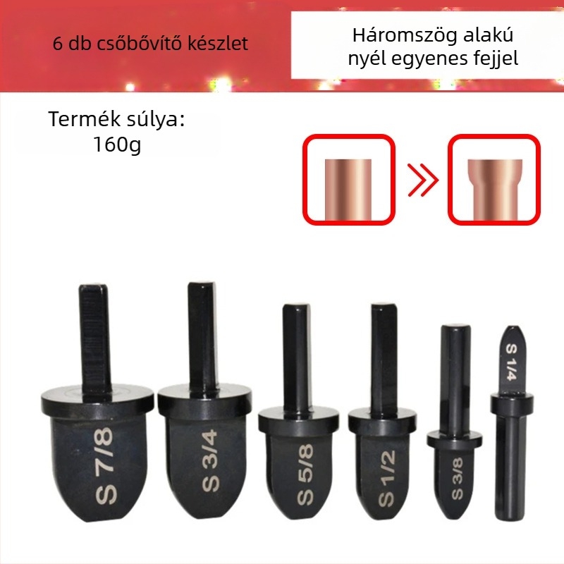 Rézcső-expander készlet kézi fúróval és reamer-rel, imperial méretekhez, hűtő- és klímaberendezésekhez, szénacélból