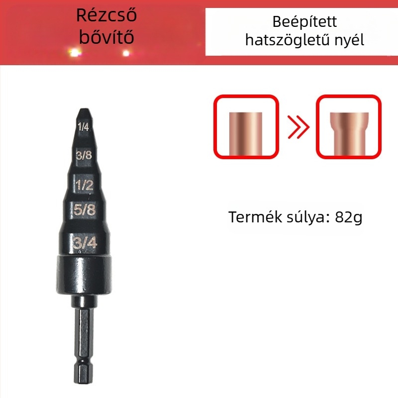 Rézcső-expander készlet kézi fúróval és reamer-rel, imperial méretekhez, hűtő- és klímaberendezésekhez, szénacélból