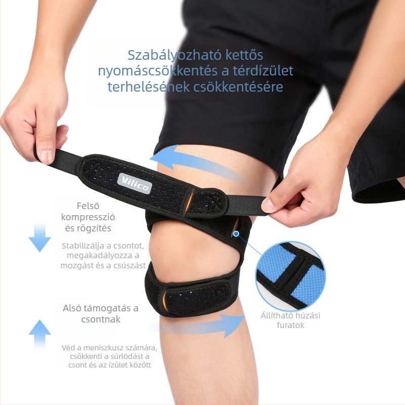 Sport térdvédő — kétirányban állítható, légáteresztő poliészter, ütéscsillapító térdvédő kosárlabdához és futáshoz