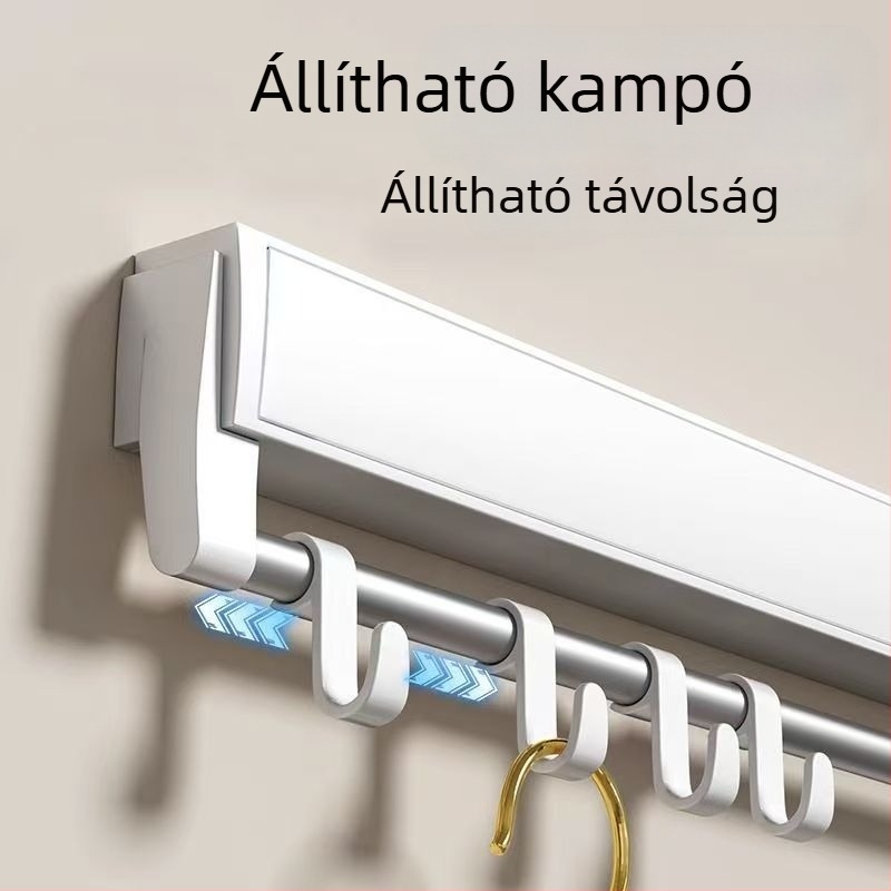 Függő ruhaszárító polc, egypólusú, fúrás nélküli telepítés, modern minimalist stílus, ABS+ alumínium cső