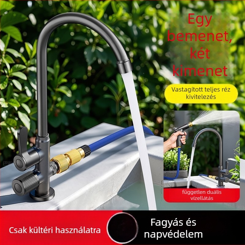 Kültéri rézcsap mosogatáshoz és autómosáshoz, belső réz szeleptokkal, 0-90°C, 0,1-0,9 MPa, ülő szerelés