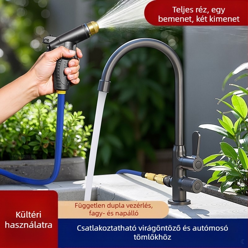 Kültéri rézcsap mosogatáshoz és autómosáshoz, belső réz szeleptokkal, 0-90°C, 0,1-0,9 MPa, ülő szerelés