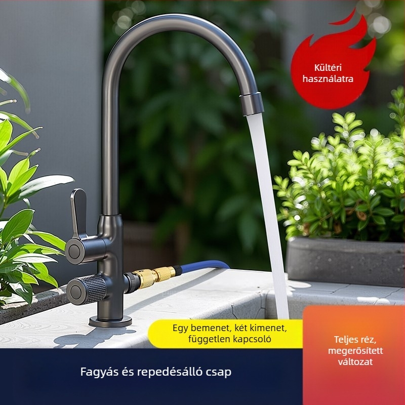 Kültéri rézcsap mosogatáshoz és autómosáshoz, belső réz szeleptokkal, 0-90°C, 0,1-0,9 MPa, ülő szerelés