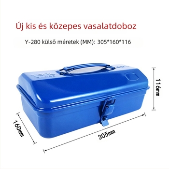 Y-280 fém szerszámtartó, hordozható acél doboz, hideg-hengerelt acél korpusz, teherbírás 10 kg