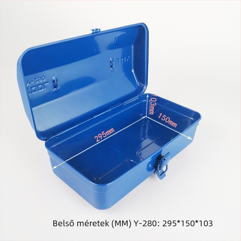 Y-280 fém szerszámtartó, hordozható acél doboz, hideg-hengerelt acél korpusz, teherbírás 10 kg