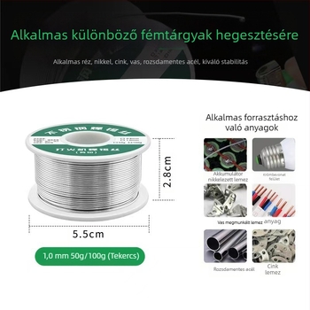 Rozsdamentes acél forrasztódrót fluxmaggal, fluxtartalom 2.2, működési hőmérséklet 280°C, alkalmas rozsdamentes acél és Li-ion akkumulátorok forrasztására