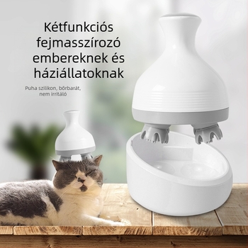Háziállatok fejmasszírozója macskák fejbőrének tisztításával és masszázzal akupont pontokon – elektromos nyolcszárnyú masszírozó, IK-T1, töltés, számítógépes vezérlés, 3 fokozat, vibráció