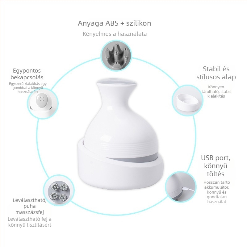 Háziállatok fejmasszírozója macskák fejbőrének tisztításával és masszázzal akupont pontokon – elektromos nyolcszárnyú masszírozó, IK-T1, töltés, számítógépes vezérlés, 3 fokozat, vibráció