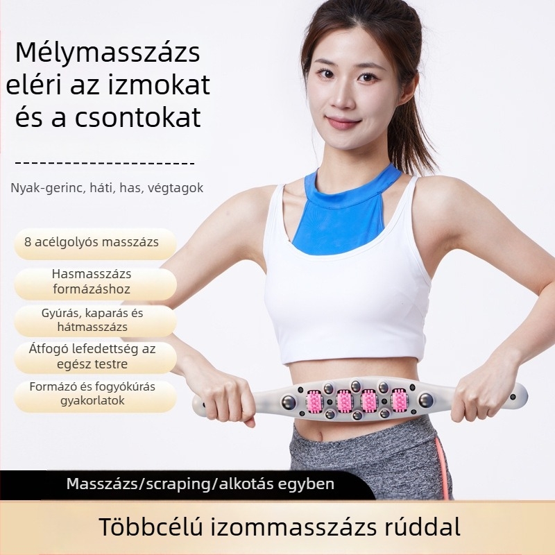 Teljes testre szóló golyós masszírozó, karcsúsító eszköz, hasi masszázsbot, lefedi a derekat, hátat, lábakat, vállakat és nyakat, meridián kefével; 2024 nyári kiadás; Márka: Other