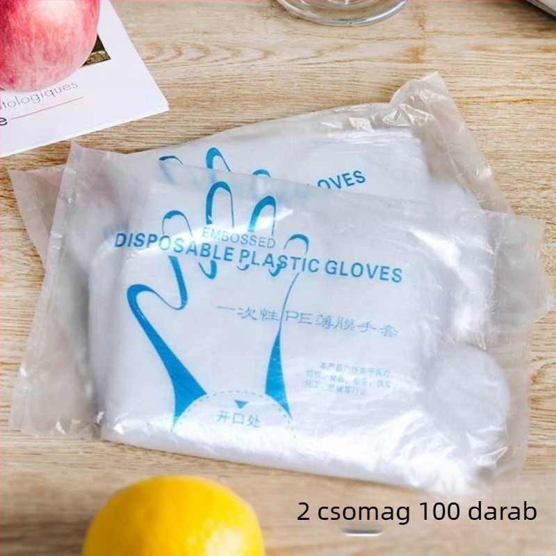 Egyszer használatos kesztyűk kereskedelmi konyhák számára, vízálló, 0,04 mm vastagság, logónyomás lehetséges, testre szabható