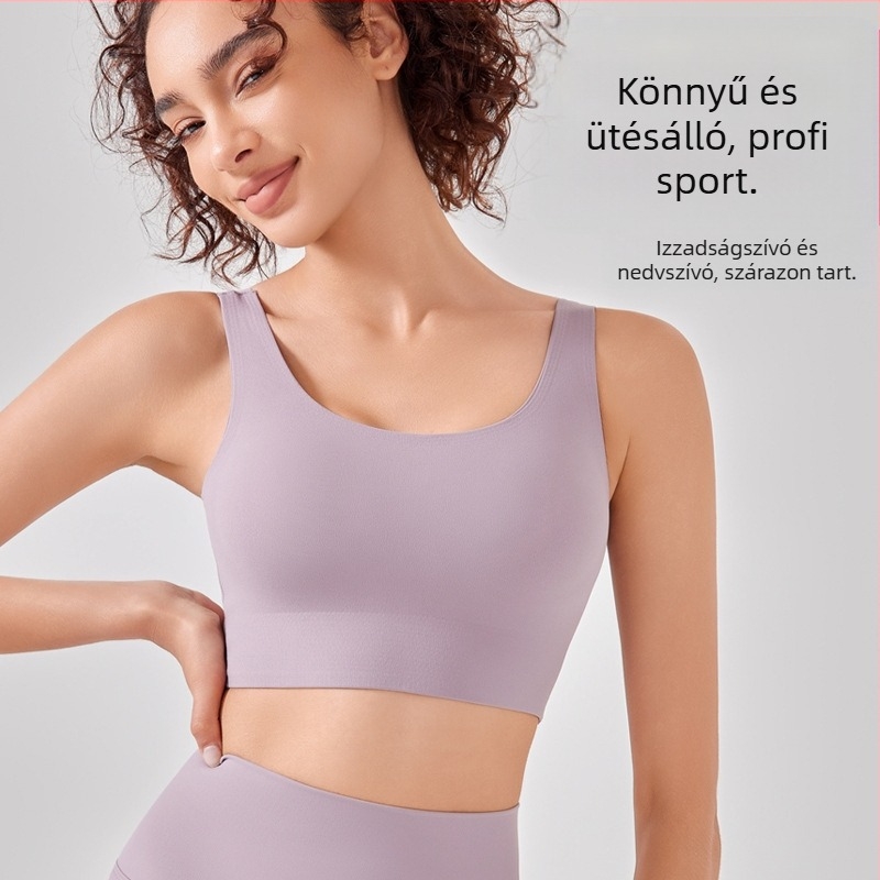 Mellény-stílusú sportmelltartó, ütésálló a magas intenzitású futáshoz, teljes kosár és vékony formázott kosarak, rögzített kettős vállpántok, lélegző nylon