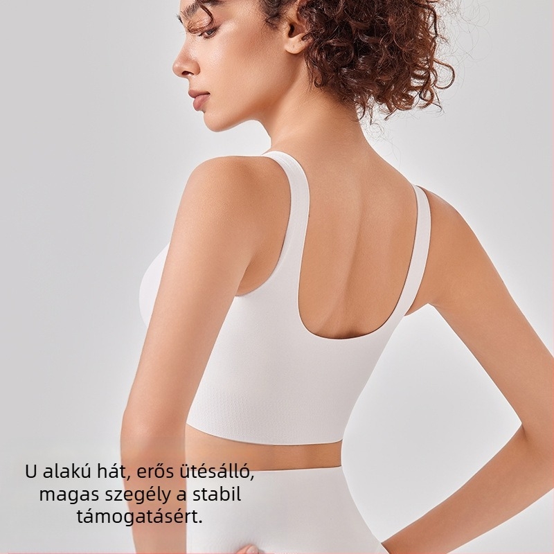 Mellény-stílusú sportmelltartó, ütésálló a magas intenzitású futáshoz, teljes kosár és vékony formázott kosarak, rögzített kettős vállpántok, lélegző nylon