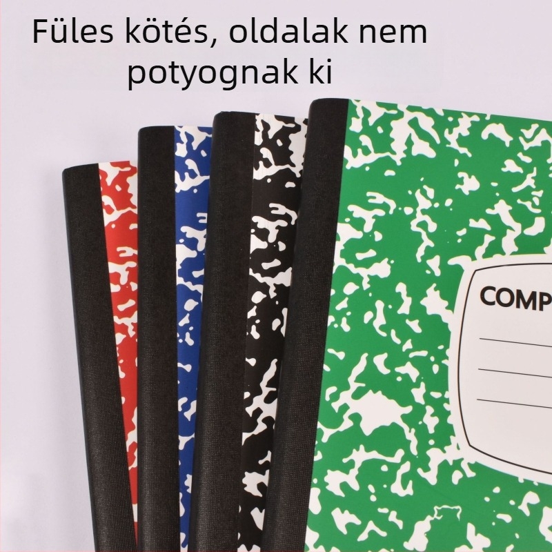 Füzet varrott kötésű, puha fedél, offset papír 55 g, 100–200 oldal