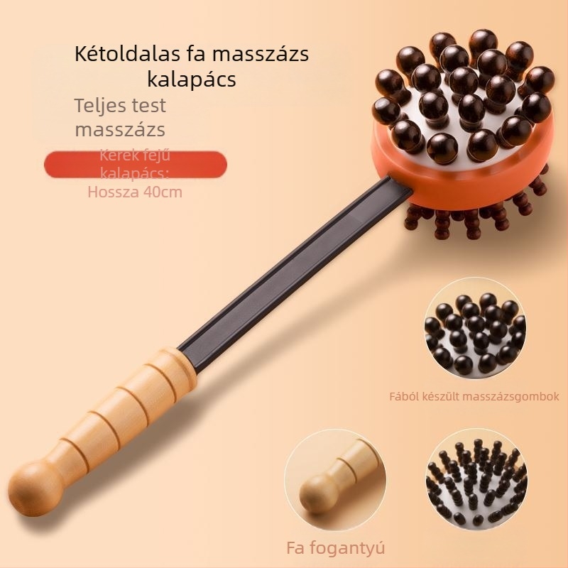 Légzsákos masszázs kalapács fa testtel és szilikon masszázs fejjel — mechanikus vezérlés, folyamatosan változó sebesség, fej, nyak, hát, derék, csípő, lábak és talpak masszírozására