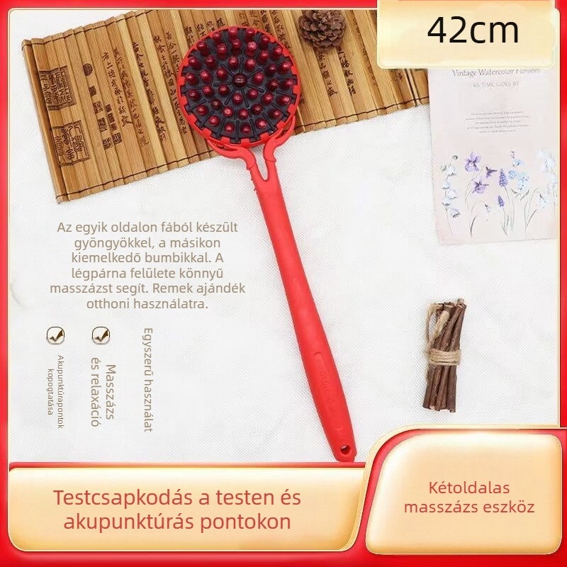 Légzsákos masszázs kalapács fa testtel és szilikon masszázs fejjel — mechanikus vezérlés, folyamatosan változó sebesség, fej, nyak, hát, derék, csípő, lábak és talpak masszírozására