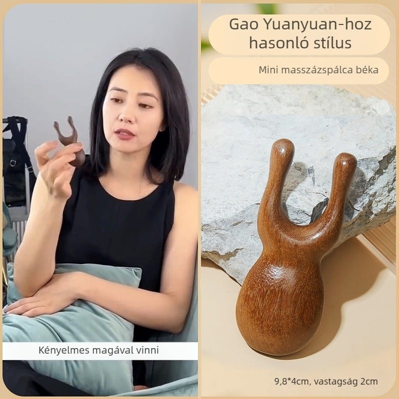 Szantálfa masszázs fésű a fejbőr és az arc masszírozásához, öt foga, meridián dizájn