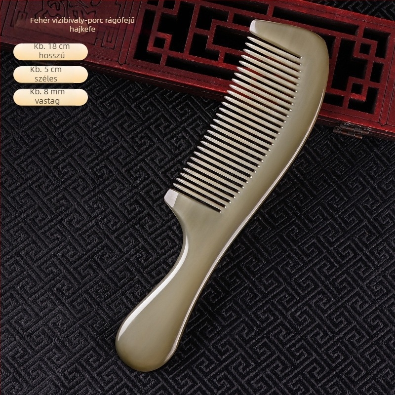 Szarvból készült fésű, levegő-párnás kialakítással hosszú hajúaknak — meridián fejmasszázs