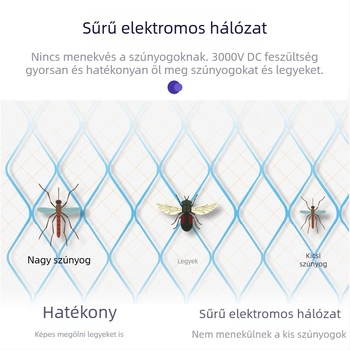 Elektromos szúnyogirtó pálca UV-lámpával, alumínium háló, 10㎡-es lefedettséggel, ABS ház, kézi elektromos halállal