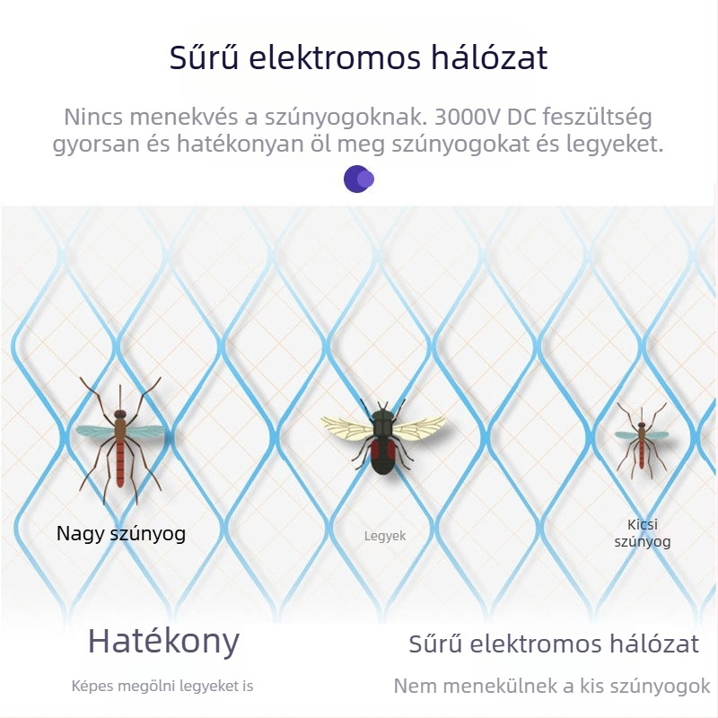 Elektromos szúnyogirtó pálca UV-lámpával, alumínium háló, 10㎡-es lefedettséggel, ABS ház, kézi elektromos halállal