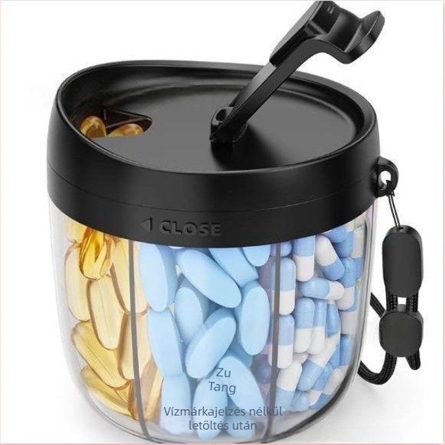 Heti gyógyszeres doboz, 7 rekesz, szilikonból, vízálló, nagy kapacitás