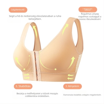 Elöl záródó sportmelltartó, habos kosarak, vezeték nélküli, légáteresztő, rögzített kettős pántok