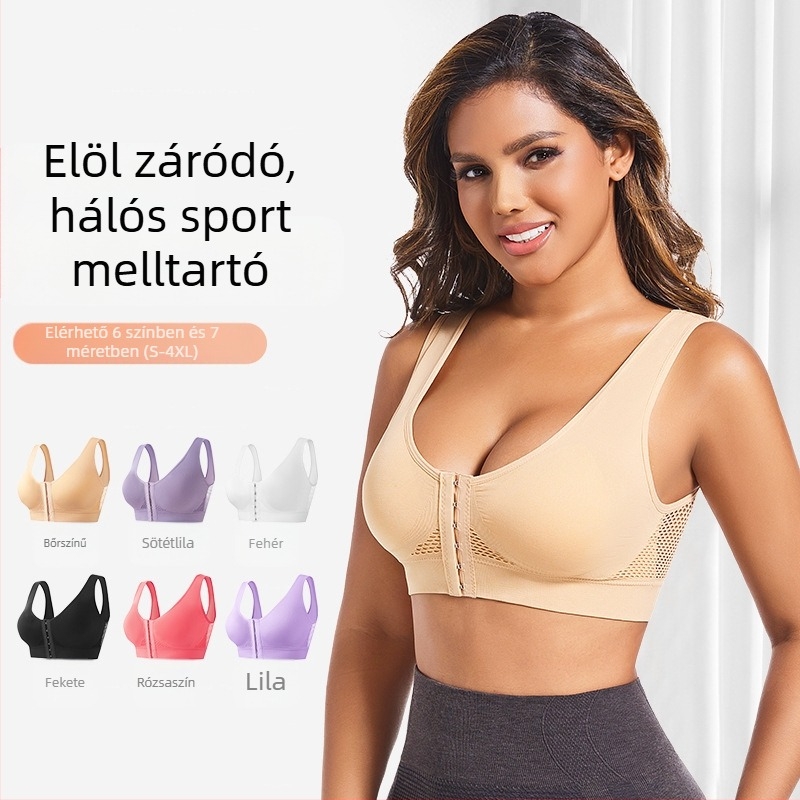 Elöl záródó sportmelltartó, habos kosarak, vezeték nélküli, légáteresztő, rögzített kettős pántok