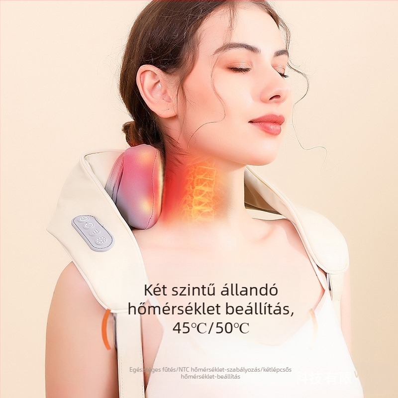 Nyaki gerinc masszírozó egész testre, infravörös terápiával, 6 masszázshéj, újratölthető FZ-666 modell, időzítő, kábeles vezérlés, 3 fokozat
